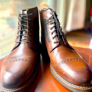 Johnston & Murphy Leather Men Brown Zippered Ankle Boots 9.5